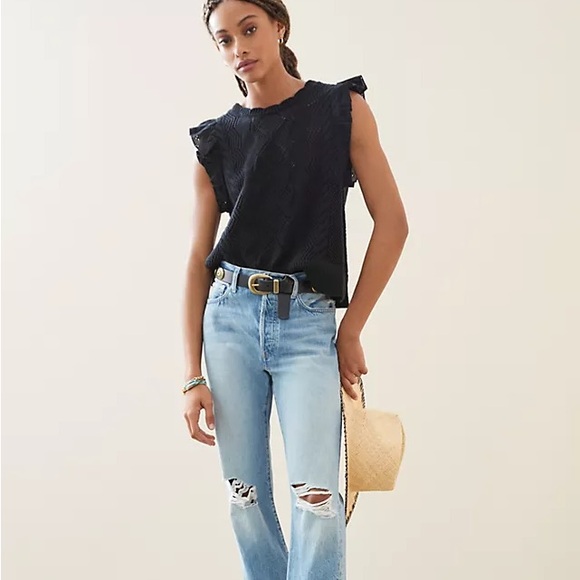 Anthropologie Lightweight Black Ruffled Sweater Tank Size Large - Picture 5 of 6